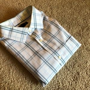 BANANA REPUBLIC Mens' White Plaid Non-Iron Shirt
